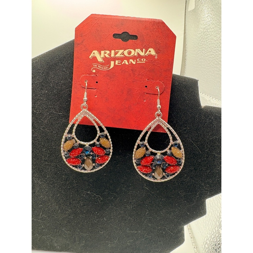 Arizona Jean Co - Red, Black, White, Teardropā Earrings - New